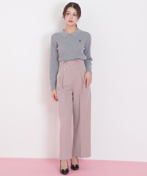 JILL by JILL STUART(ジルバイジルスチュアート)の「◇メタル釦ストレートイージーパンツ(その他パンツ・レディース・ピンク/ネイビー/グレー・MEDIUM/SMALL)」の3枚目の写真