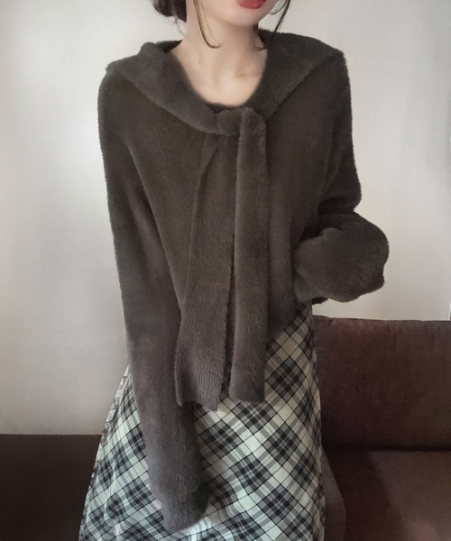 セール】リボンシャギーニットプルオーバー（ニット/セーター）｜LAUIR