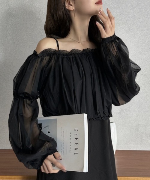 Eclat one(エクラワン)の「【Eclat one】3WAY フレアシルエット チュール キャミワンピース(ワンピース・レディース・グレー/ブラック/アイボリー・FREE)」の4枚目の写真