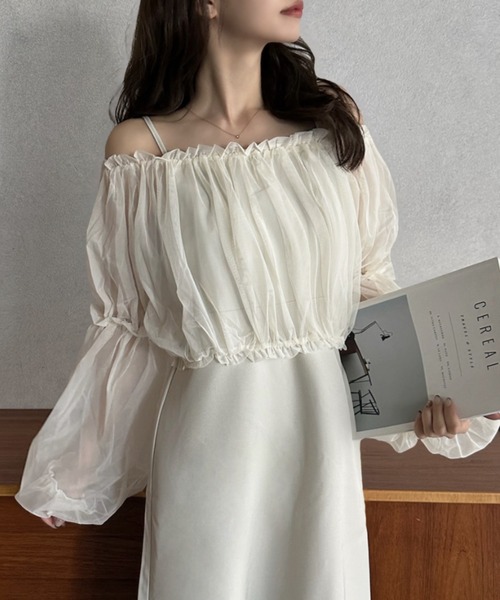 Eclat one(エクラワン)の「【Eclat one】3WAY フレアシルエット チュール キャミワンピース(ワンピース・レディース・グレー/ブラック/アイボリー・FREE)」の7枚目の写真