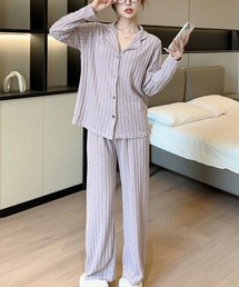 SallyLunn（サリーラン）の「前開きストライプルームウェア（ルームウェア/パジャマ）」