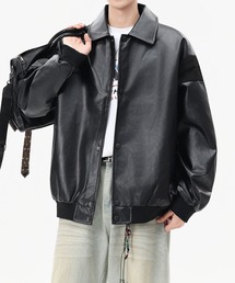 フェイクレザー ジャケット/Faux leather jacket