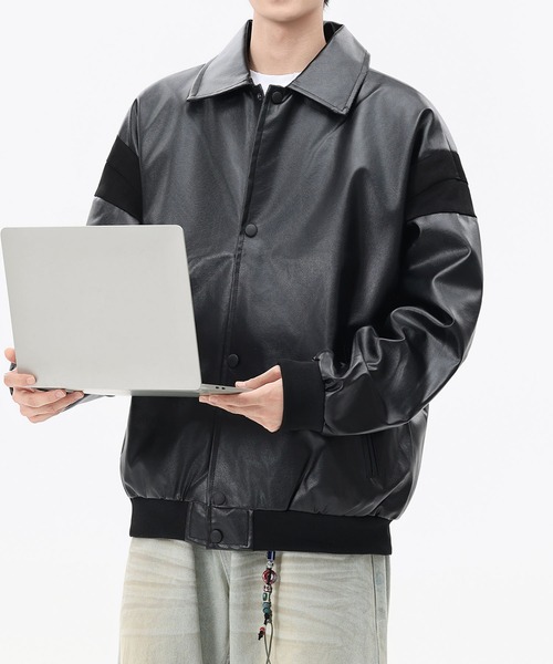 aimoha(アイモハ)の「フェイクレザー ジャケット/Faux leather jacket(ライダースジャケット・メンズ・ブラック・LARGE/MEDIUM/X-LARGE)」の7枚目の写真