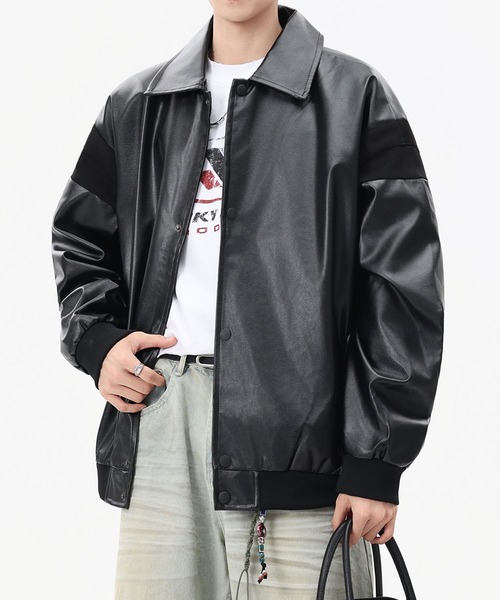 aimoha(アイモハ)の「フェイクレザー ジャケット/Faux leather jacket(ライダースジャケット・メンズ・ブラック・LARGE/MEDIUM/X-LARGE)」の6枚目の写真