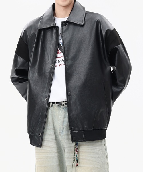 aimoha(アイモハ)の「フェイクレザー ジャケット/Faux leather jacket(ライダースジャケット・メンズ・ブラック・LARGE/MEDIUM/X-LARGE)」の3枚目の写真