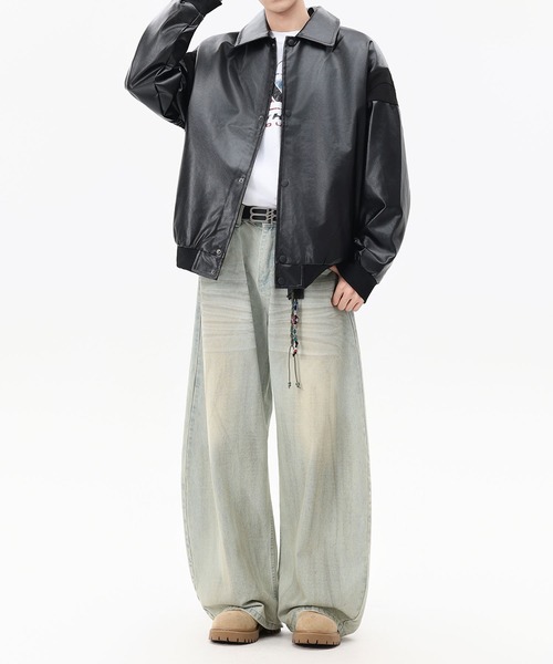 aimoha(アイモハ)の「フェイクレザー ジャケット/Faux leather jacket(ライダースジャケット・メンズ・ブラック・LARGE/MEDIUM/X-LARGE)」の10枚目の写真
