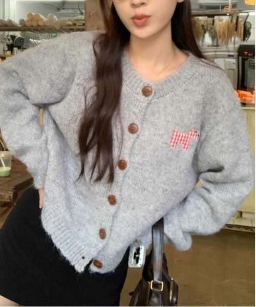 WEGO（ウィゴー）の「WEGO/ドッグワッペンニットカーディガン（カーディガン/ボレロ・レディース・ホワイト/ピンク/グレー・FREE）」の17枚目の写真