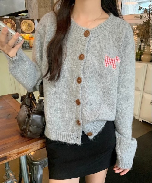 WEGO（ウィゴー）の「WEGO/ドッグワッペンニットカーディガン（カーディガン/ボレロ・レディース・ホワイト/ピンク/グレー・FREE）」の18枚目の写真