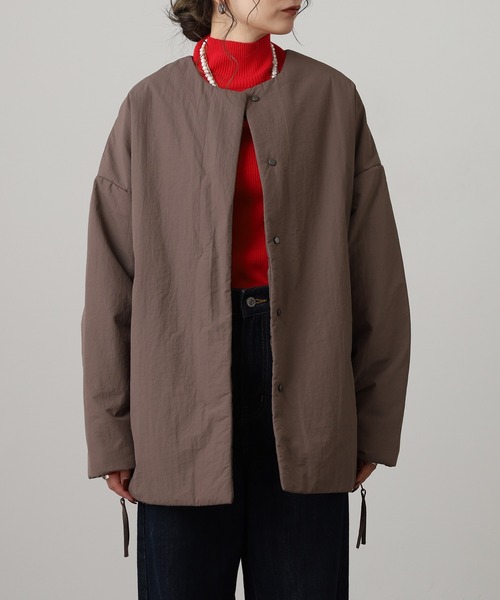 セール】撥水加工ステッチレスサイドZIPコート（ノーカラーコート