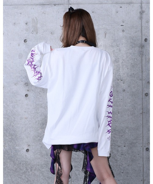 Amilige（アミリージュ）の「Toxic TeddyプリントロングTシャツ（Tシャツ/カットソー・レディース・ホワイト/ブラック×グレー/ブラック×パープル・FREE）」の19枚目の写真
