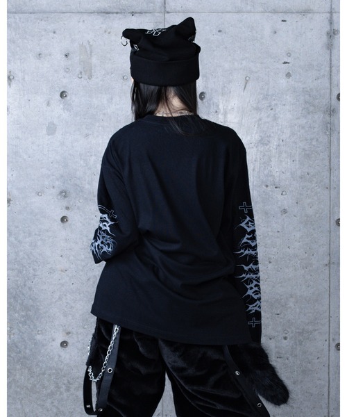 Amilige（アミリージュ）の「Toxic TeddyプリントロングTシャツ（Tシャツ/カットソー・レディース・ホワイト/ブラック×グレー/ブラック×パープル・FREE）」の12枚目の写真