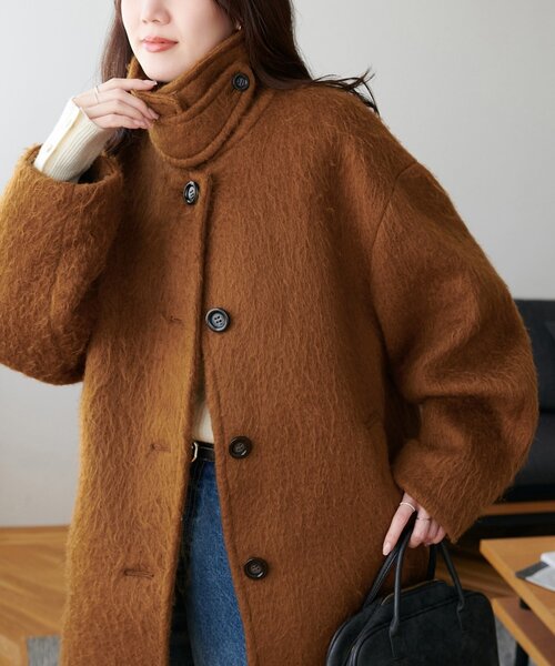 着こなしやすい】ステンカラーシャギーミドルコート（その他アウター