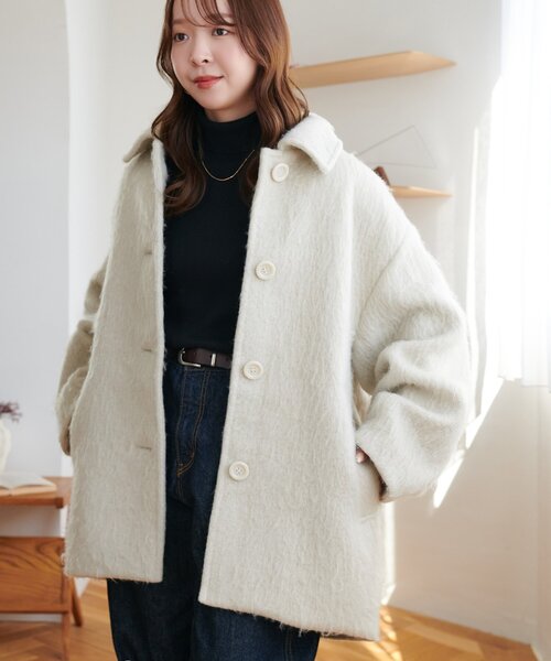 着こなしやすい】ステンカラーシャギーミドルコート（その他アウター