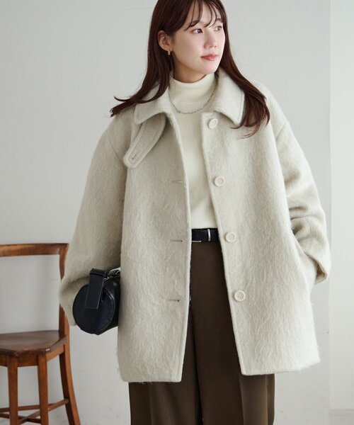 セール】【着こなしやすい】ステンカラーシャギーミドルコート（その他