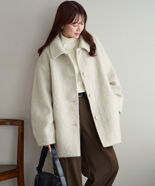 着こなしやすい】ステンカラーシャギーミドルコート（その他アウター