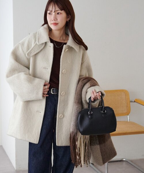 セール】【着こなしやすい】ステンカラーシャギーミドルコート（その他