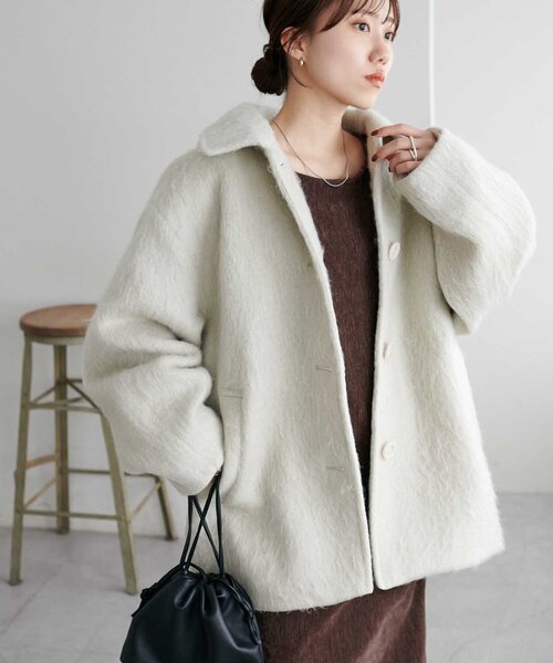 セール】【着こなしやすい】ステンカラーシャギーミドルコート（その他