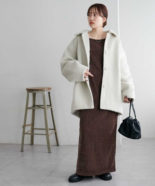 着こなしやすい】ステンカラーシャギーミドルコート（その他アウター