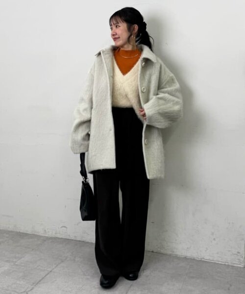 セール】【着こなしやすい】ステンカラーシャギーミドルコート（その他