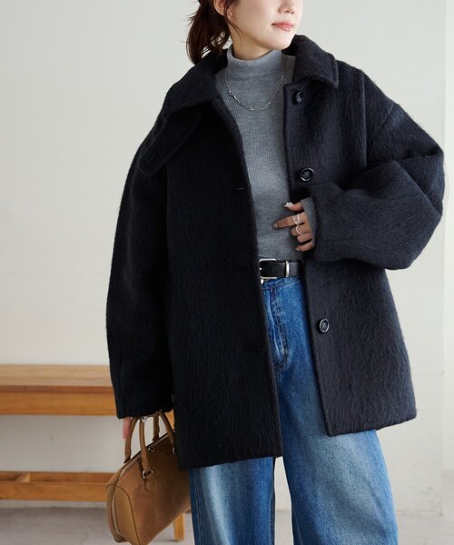 セール】【着こなしやすい】ステンカラーシャギーミドルコート（その他