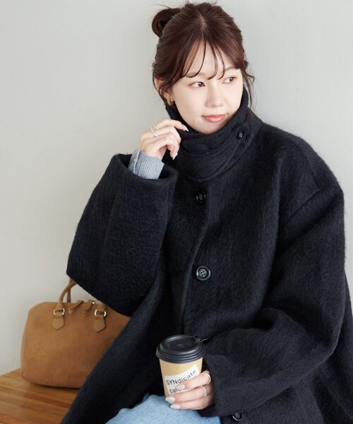 着こなしやすい】ステンカラーシャギーミドルコート（その他アウター