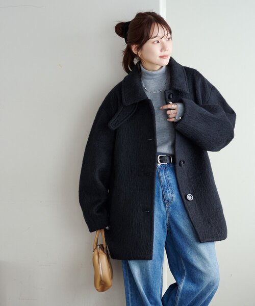 セール】【着こなしやすい】ステンカラーシャギーミドルコート（その他