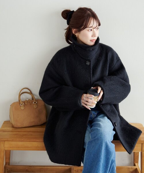 着こなしやすい】ステンカラーシャギーミドルコート（その他アウター