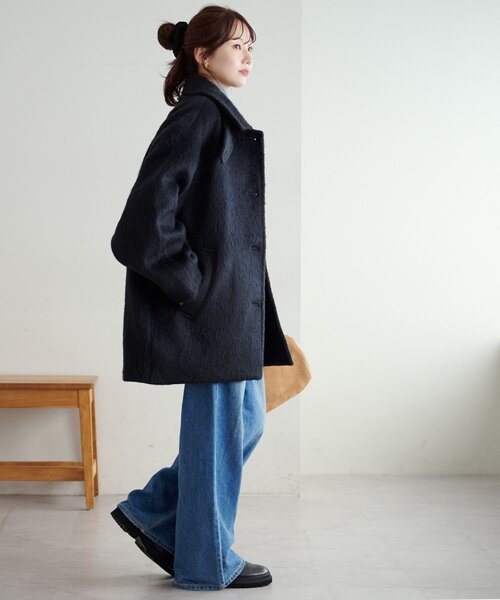 セール】【着こなしやすい】ステンカラーシャギーミドルコート（その他