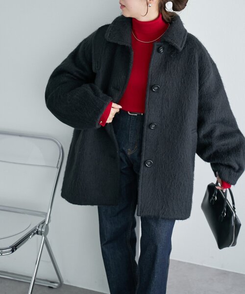 セール】【着こなしやすい】ステンカラーシャギーミドルコート（その他