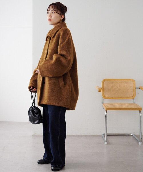 セール】【着こなしやすい】ステンカラーシャギーミドルコート（その他