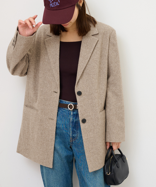 セール】シルクネップツイードシングルジャケット（テーラード