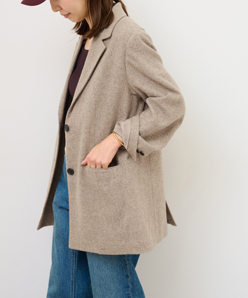 シルクネップツイードシングルジャケット（テーラードジャケット