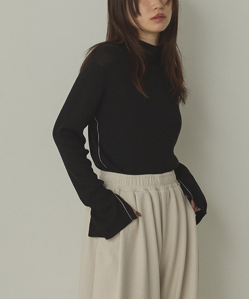 hunch（ハンチ）の「配色ライン タートルリブニット（ニット/セーター・レディース・杢グレー/ブラック/レッド/アッシュブラウン・FREE）」の20枚目の写真