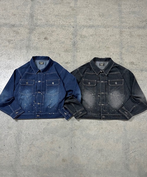 MandO（Auntie Rosa）（エムオー）の「ウォッシュペイントデニムジャケット/セットアップ着用可（デニムジャケット・メンズ・インディゴブルー/ブラック・LARGE/MEDIUM）」の19枚目の写真