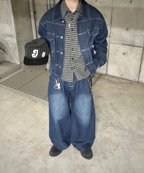 MandO（Auntie Rosa）（エムオー）の「ウォッシュペイントデニムジャケット/セットアップ着用可（デニムジャケット・メンズ・インディゴブルー/ブラック・LARGE/MEDIUM）」の12枚目の写真