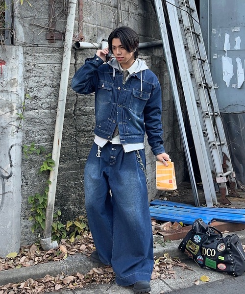 MandO（Auntie Rosa）（エムオー）の「ウォッシュペイントデニムジャケット/セットアップ着用可（デニムジャケット・メンズ・インディゴブルー/ブラック・LARGE/MEDIUM）」の13枚目の写真