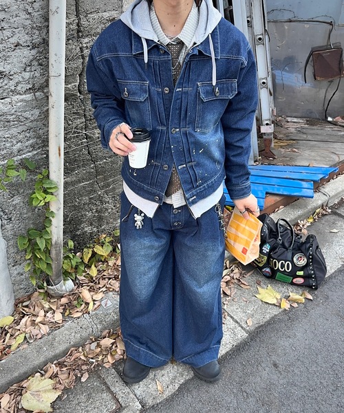 MandO（Auntie Rosa）（エムオー）の「ウォッシュペイントデニムジャケット/セットアップ着用可（デニムジャケット・メンズ・インディゴブルー/ブラック・LARGE/MEDIUM）」の14枚目の写真