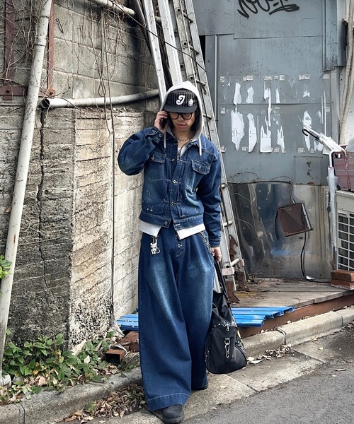 MandO（Auntie Rosa）（エムオー）の「ウォッシュペイントデニムジャケット/セットアップ着用可（デニムジャケット・メンズ・インディゴブルー/ブラック・LARGE/MEDIUM）」の15枚目の写真