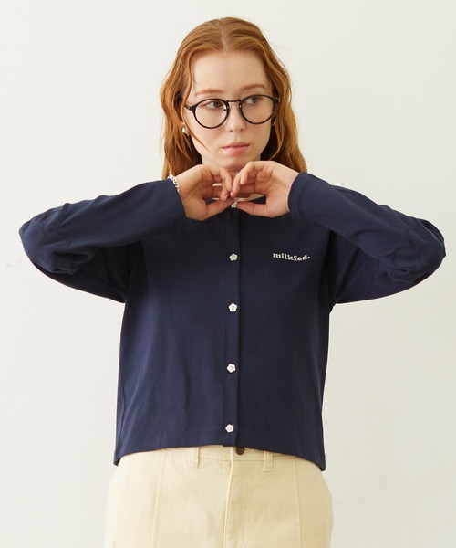 MILKFED.（ミルクフェド）の「FLOWER ELBOW CARDIGAN（カーディガン/ボレロ・レディース・ライトピンク/ブラック/ネイビー/イエロー・ONE SIZE）」の2枚目の写真