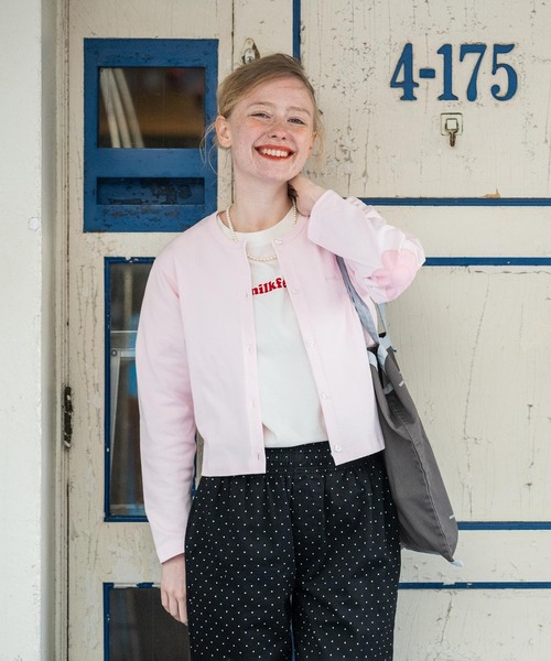 MILKFED.（ミルクフェド）の「FLOWER ELBOW CARDIGAN（カーディガン/ボレロ・レディース・ライトピンク/ブラック/ネイビー/イエロー・ONE SIZE）」の4枚目の写真