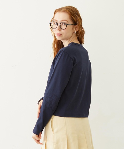 MILKFED.（ミルクフェド）の「FLOWER ELBOW CARDIGAN（カーディガン/ボレロ・レディース・ライトピンク/ブラック/ネイビー/イエロー・ONE SIZE）」の6枚目の写真