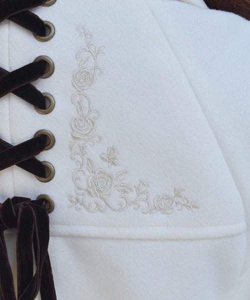 axes femme（アクシーズファム）の「ダブルボタンケープコート（ダッフルコート・レディース・チャコール/ホワイト/ワイン・FREE）」の6枚目の写真