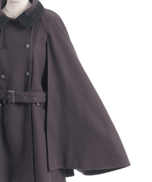 axes femme（アクシーズファム）の「ダブルボタンケープコート（ダッフルコート・レディース・チャコール/ホワイト/ワイン・FREE）」の17枚目の写真