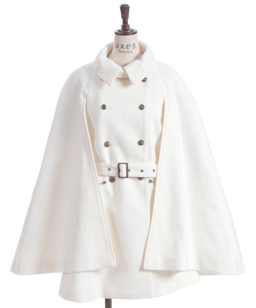 axes femme（アクシーズファム）の「ダブルボタンケープコート（ダッフルコート・レディース・チャコール/ホワイト/ワイン・FREE）」の18枚目の写真