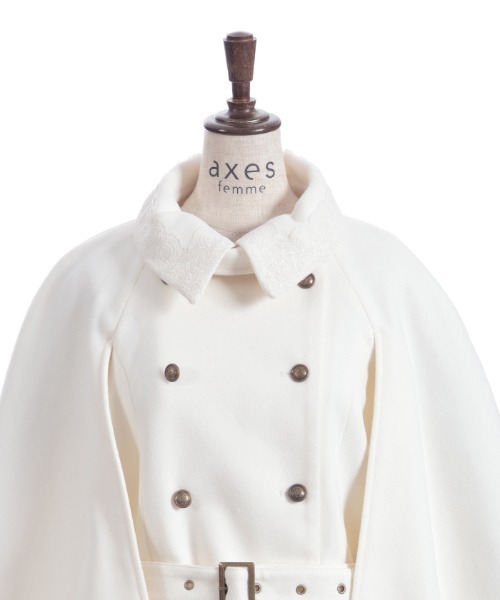 axes femme（アクシーズファム）の「ダブルボタンケープコート（ダッフルコート・レディース・チャコール/ホワイト/ワイン・FREE）」の21枚目の写真