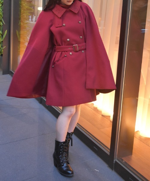 axes femme ダブルボタンケープコート セール】ダブルボタンケープコート（ダッフルコート）｜axes femme