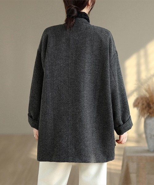セール】ヘリンボーン柄ダブルボタンコート（チェスターコート）｜ONEP