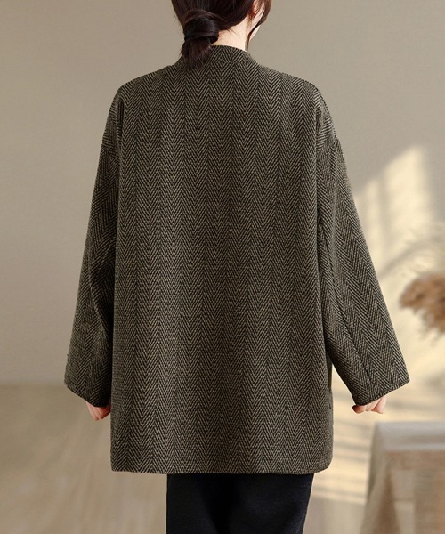 セール】ヘリンボーン柄ダブルボタンコート（チェスターコート）｜ONEP