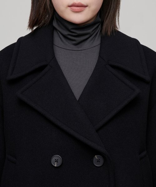 MUSINSA STANDARD WOMAN（ムシンサスタンダードウーマン）の「ウィメンズカシミヤブレンドショートピーコート[ブラック]（チェスターコート・レディース・その他・MEDIUM/LARGE）」の4枚目の写真