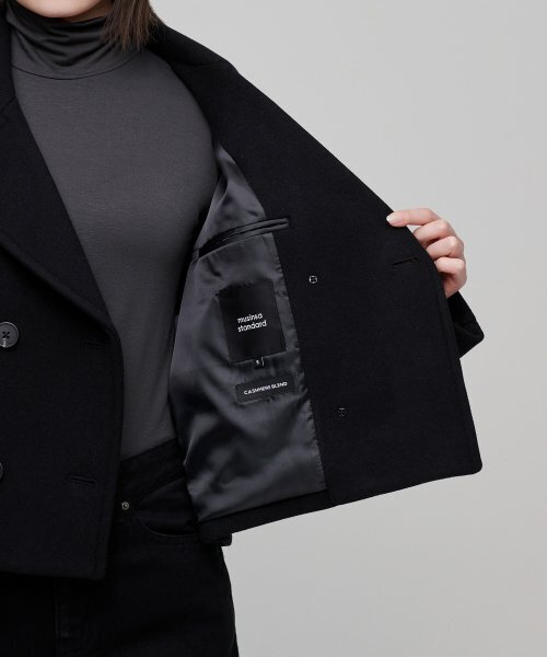 MUSINSA STANDARD WOMAN（ムシンサスタンダードウーマン）の「ウィメンズカシミヤブレンドショートピーコート[ブラック]（チェスターコート・レディース・その他・MEDIUM/LARGE）」の8枚目の写真